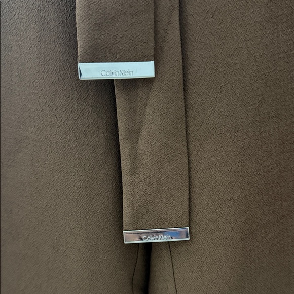Calvin Klein Brown Ankle Pants with Tie Detail - Picture 2 of 4